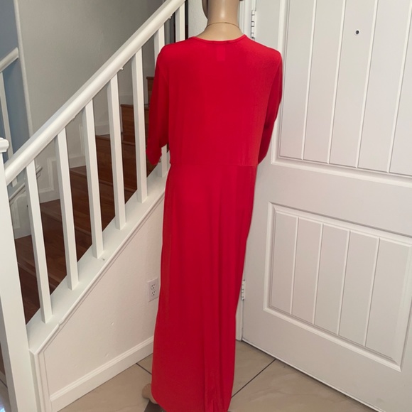 Red Low Cut Maxi Dress - Picture 4 of 4